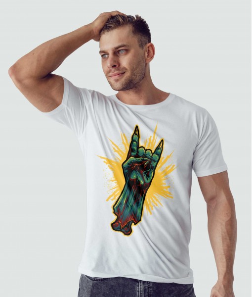 Мъжка тениска с щампа Готика Rock and roll zombie hand - TShirtArtShop.com